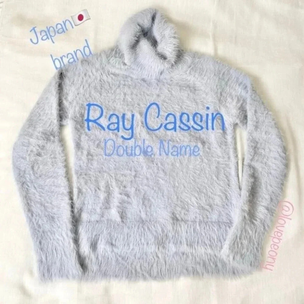 Baby Blue Turtle Neck Shaggy Eyelash Sweater Japan